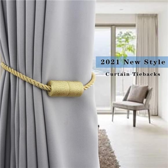 4 Pack Gold Strong Magnetic Curtain Tiebacks Outdoor Elegant Decorative TieBacks - Picture 6 of 6